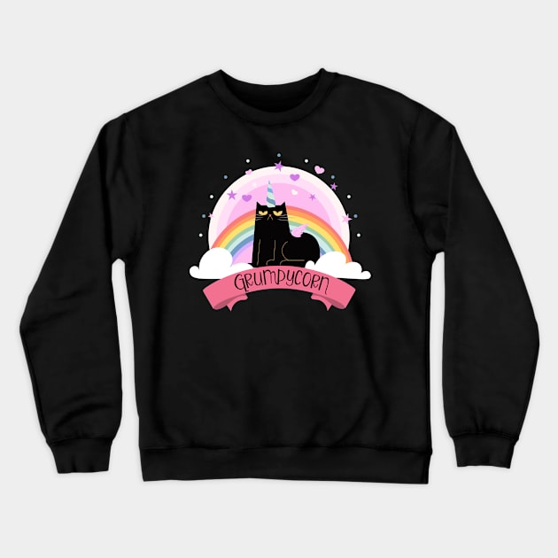 Grumpycorn Grumpy Unicorn Cat Crewneck Sweatshirt by Bingsi